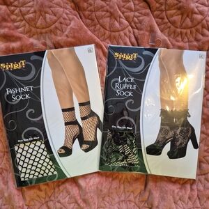 Spirit Women's Black Fishnet and Lace Ruffle Socks